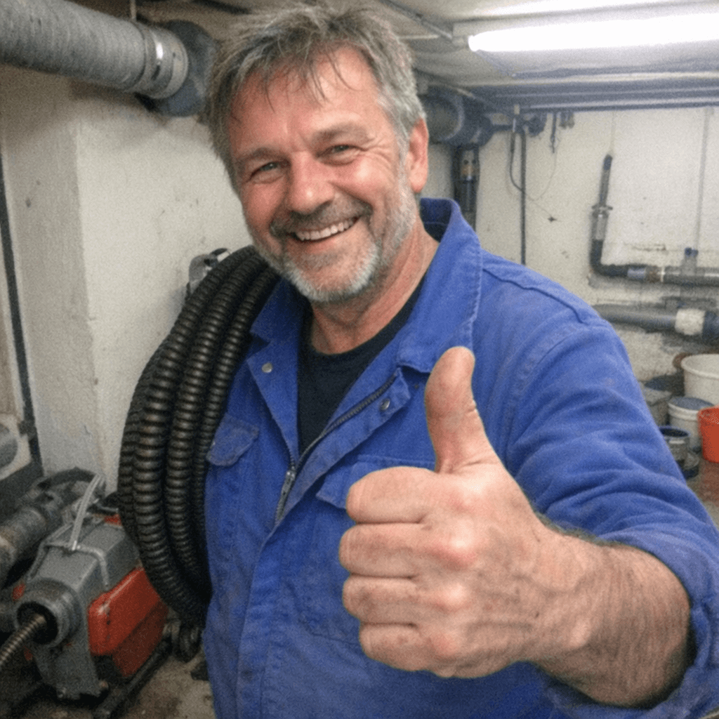 Erfahrener Handwerksmeister im Blaumann fokussiert bei der Arbeit